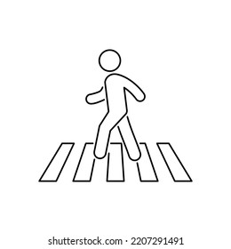 Crosswalk outline icon. Pedestrian crossing vector icon illustration isolated on white background