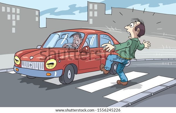 Crosswalk.
Pedestrian accident. Vector
illustration