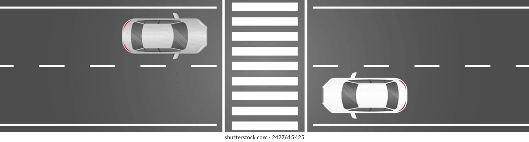 Crosswalk. Pedestrian Crossing Road. Zebra Crossing. Vector Illustration. 