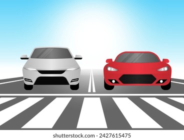 Crosswalk. Pedestrian Crossing Road. Zebra Crossing. Vector Illustration. 
