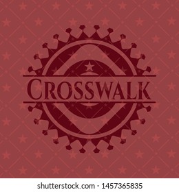 Crosswalk retro red emblem. Vector Illustration. Detailed.