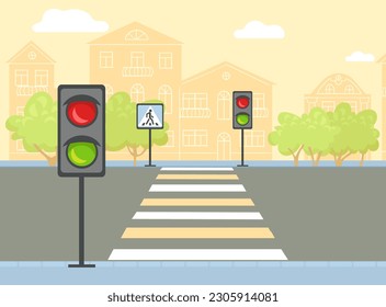 Crossing Roads Road Intersection Pedestrian Crossings Stock Vector