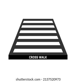 Crosswalk for safety walking across the street road black icon flat vector design.