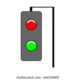 Crosswalk sign. Icon traffic light on white background. Symbol regulate and warning movement pedestrian safety and car.   Flat vector illustration