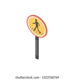 Crosswalk sign isometric icon. Element of color isometric road sign icon. Premium quality graphic design icon. Signs and symbols collection icon