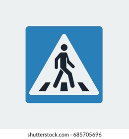crosswalk sign symbol, square shape isolated vector illustration.