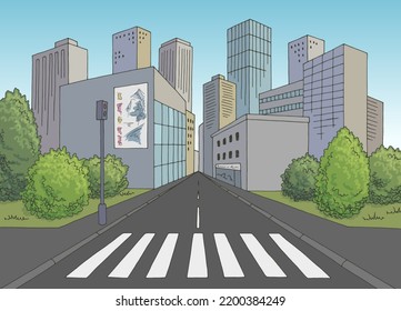 Crosswalk street road graphic color city landscape sketch illustration vector 