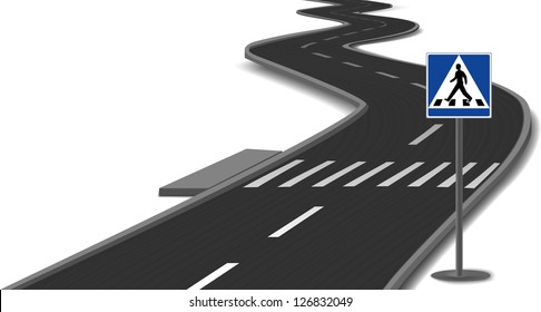 Crosswalk stripes on road. Vector