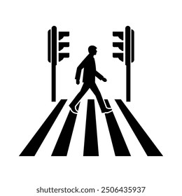 Crosswalk symbol. Zebra Crossing vector illustration isolated on transparent background.