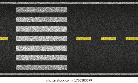 Crosswalk top view on asphalt vector illustration. Safety driving and movement 