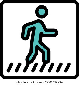 crosswalk vector colour line icon