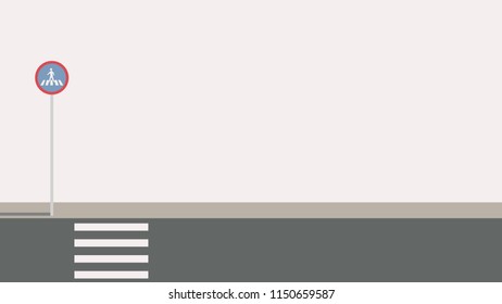 Crosswalk vector wallpaper. free space for text. background.