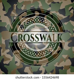 Crosswalk written on a camouflage texture. Vector Illustration. Detailed.