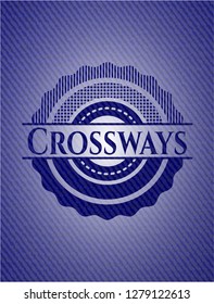 Crossways badge with denim texture