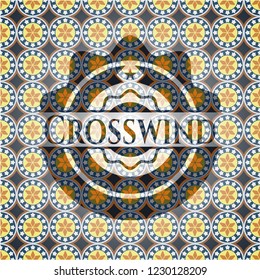 Crosswind arabesque style badge. arabic decoration.