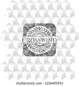 Crosswind grey emblem with geometric cube white background