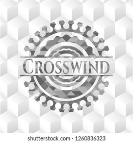 Crosswind grey emblem with geometric cube white background