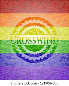 Crosswind on mosaic background with the colors of the LGBT flag