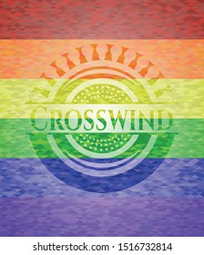Crosswind on mosaic background with the colors of the LGBT flag