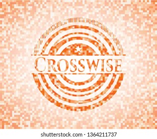 Crosswise abstract orange mosaic emblem