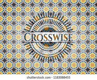 Crosswise arabesque emblem background. arabic decoration.