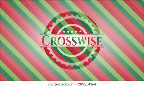 Crosswise christmas emblem. Vector Illustration. Detailed.