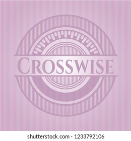 Crosswise pink emblem