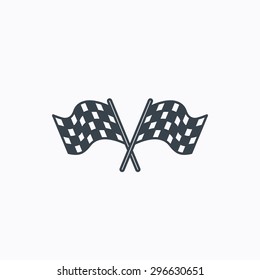 Crosswise racing flags icon. Finishing symbol. Linear outline icon on white background. Vector