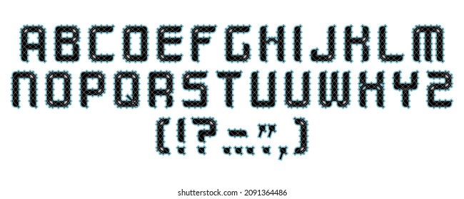 Crosswise vintage letters.Art font.Vector alphabet.

