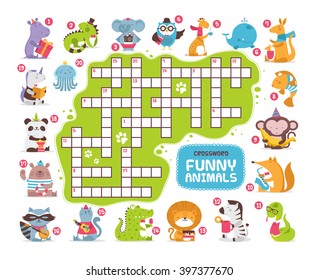crossword, animals, vector