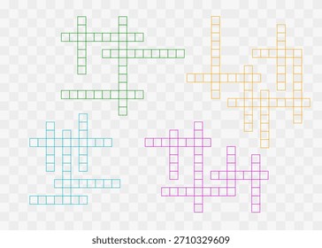 Kreuzworträtsel-Hintergrundvorlage mit leerem Wortraster. Flaches Vektorlayout für Worträtsel, Gehirnspiele, Quizze und Bildungsaktivitäten. Isoliertes Design für Kreuzworträtsel-Spielkonzepte.