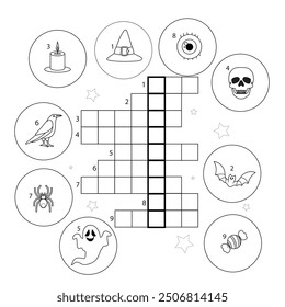 Crossword for children Halloween holiday. Festive word game for children and adults.