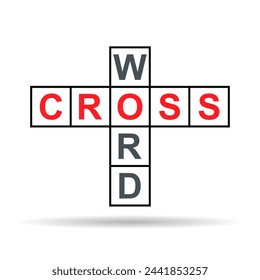 Crossword concept shadow icon, cross word graphic symbol, web flat vector illustration .