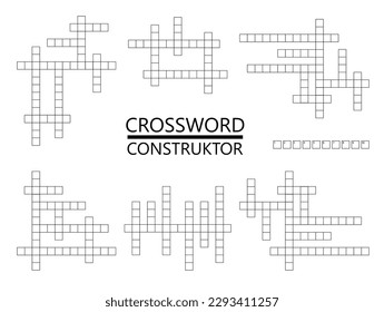 Crossword constructor puzzle squares empty set isolated on background. Crossword vector magazine and newspaper template.