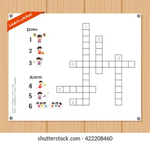 Crossword, education game for children about sports
