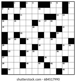 Crossword with empty boxes to insert any words for a clear message, brief heading or explicit information in keywords - square format template.