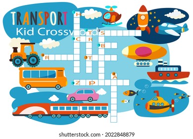 Crossword in english. Education child preschool, school game. Learning english language. Cartoon spelling puzzle. Test for kids Crossword book. Vector illustration.