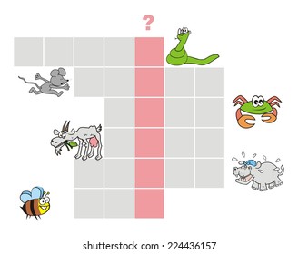 crossword, Europe, animals, vector illustration