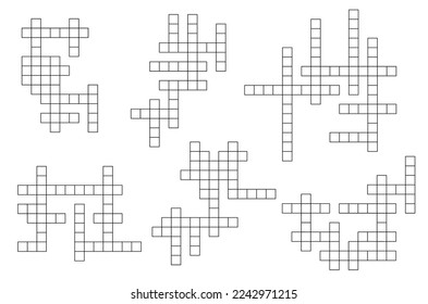 Crossword game grid, vector puzzle constructor with empty squares. Isolated vector circuit design for magazine and newspaper fun page. Abstract graphic rebus template, crossword teaser worksheet