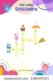 crossword game for pre-schoolers with interesting pictures