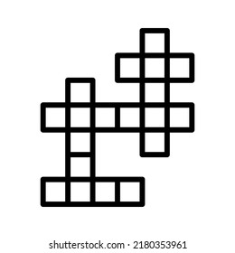 Crossword icon. Black contour linear silhouette. Front view. Editable strokes. Vector simple flat graphic illustration. Isolated object on a white background. Isolate.