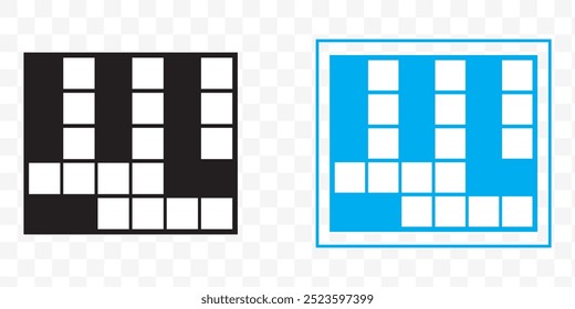 crossword icon. Crossword Puzzle vector Illustration on black and blue background.