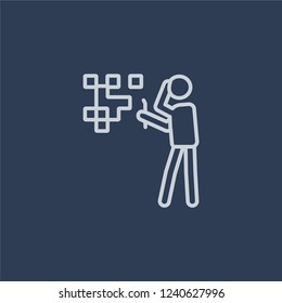 Crossword icon. Trendy flat vector line Crossword icon on dark blue background from Activity and Hobbies collection. 