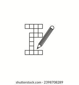 crossword isolated black simple line Vector illustration