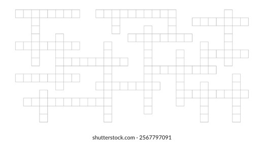 Crossword logo with grid and empty word boxes. Flat vector concept isolated on white for web and print use.