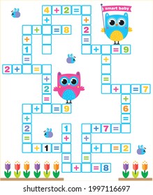 Crossword  numbers for preschool kids 