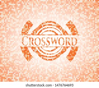 Crossword orange mosaic emblem. Vector Illustration. Detailed.