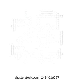 Crossword puzzle background with word grid pattern. crosswords template. Flat vector illustration isolated on white background.