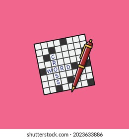 crossword puzzle and ball-point pen vector illustration for Crossword Puzzle Day on December 21.