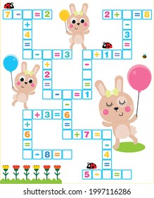 Crossword puzzle for children funny numbers